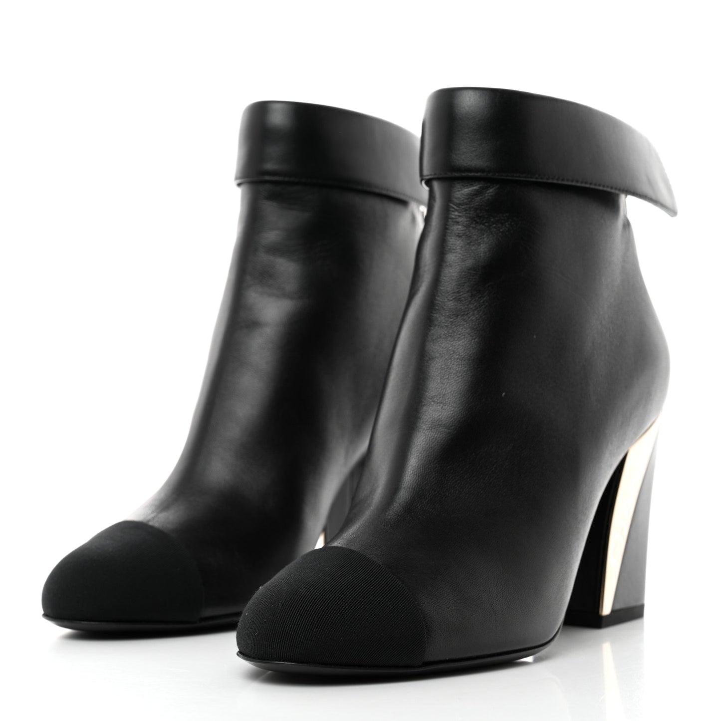 Lambskin Grosgrain Triangle & Collar 90 Ankle Boots 35 Black
