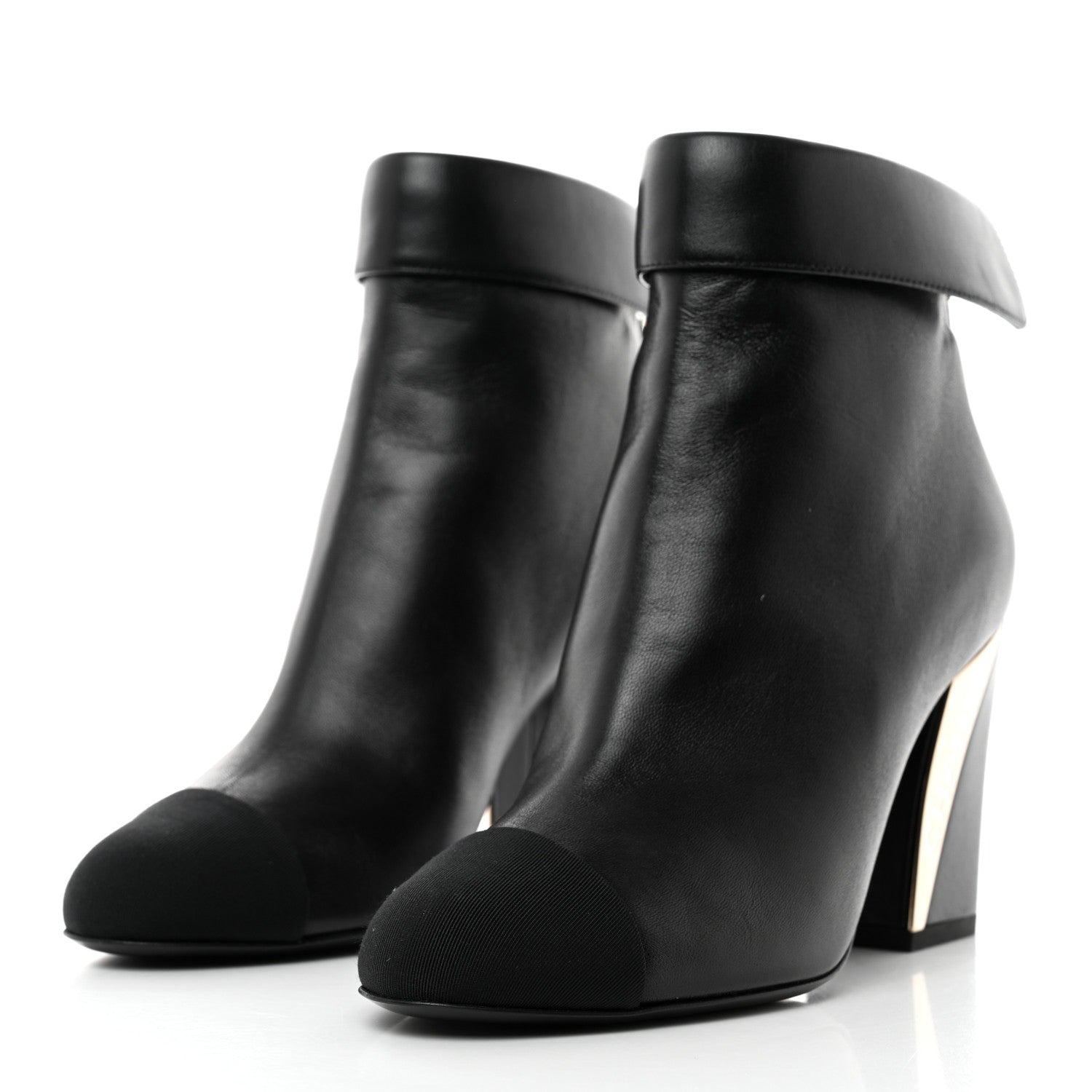 Chanel Lambskin Grosgrain Triangle & Collar 90 Ankle Boots 35 Black 3 of 9