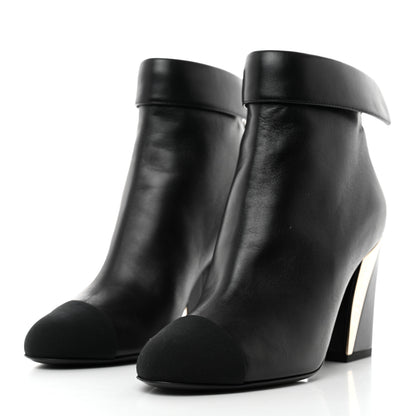 Chanel Lambskin Grosgrain Triangle & Collar 90 Ankle Boots 35 Black 3 of 9