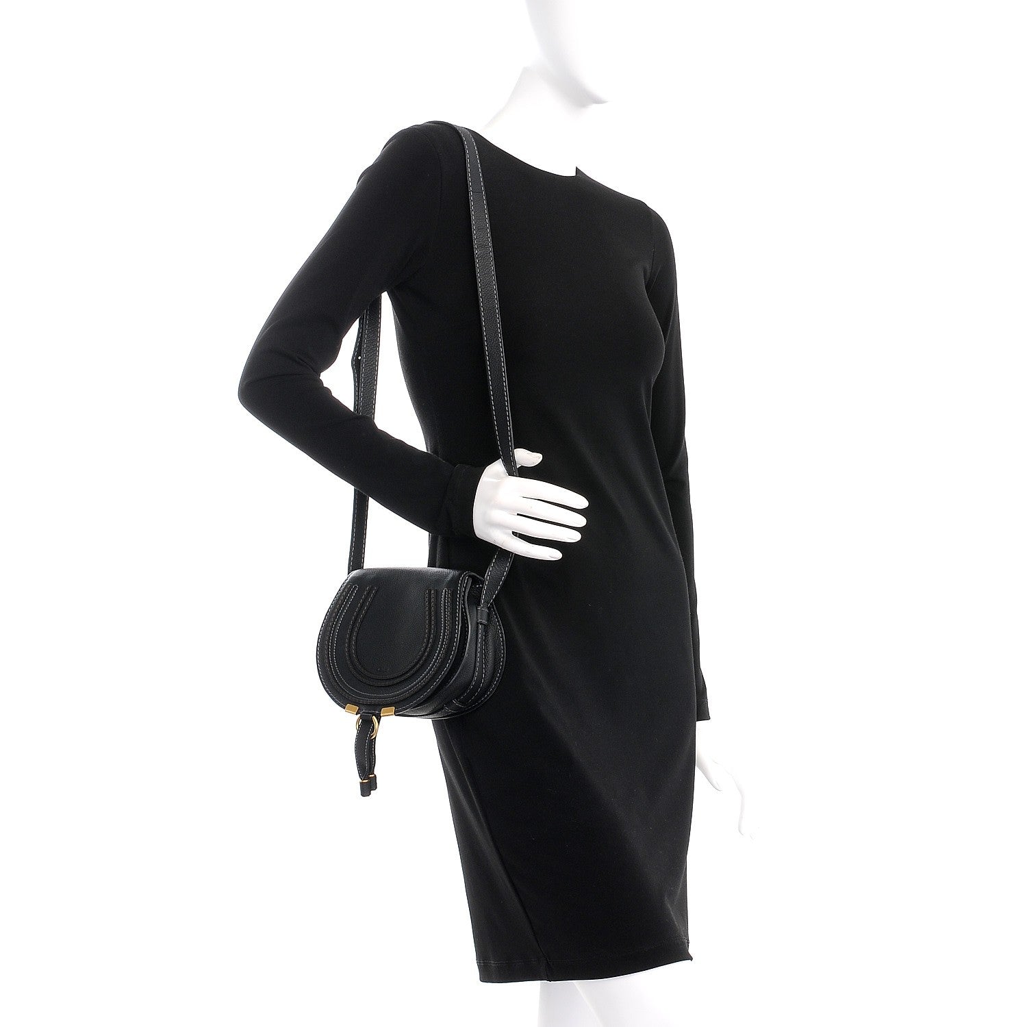 Chloe Calfskin Mini Marcie Round Crossbody Bag Black 2 of 7