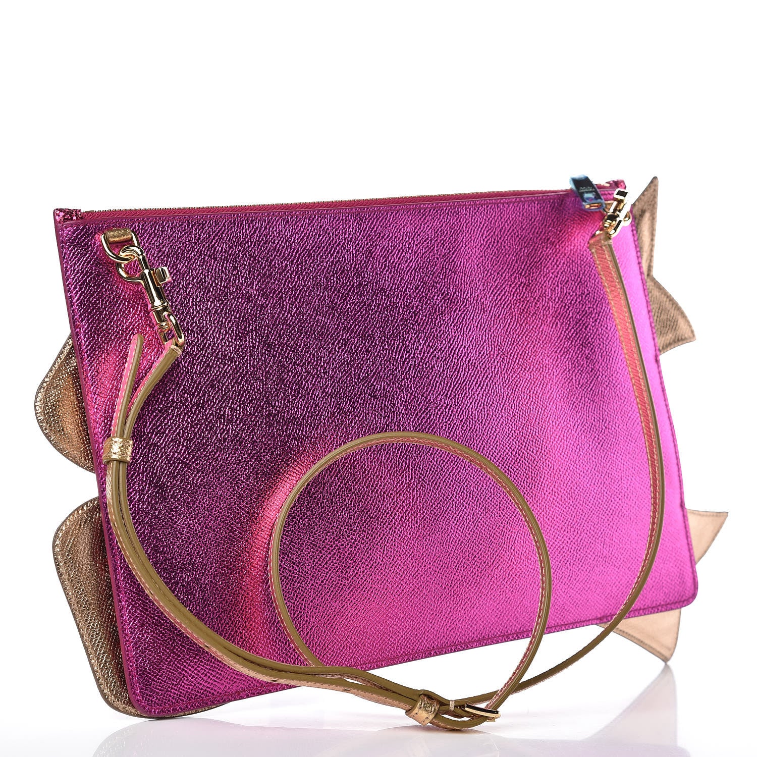 Dolce & Gabbana Glitter Metallic Dauphine Fashion Devotion Clutch Pink 3 of 6