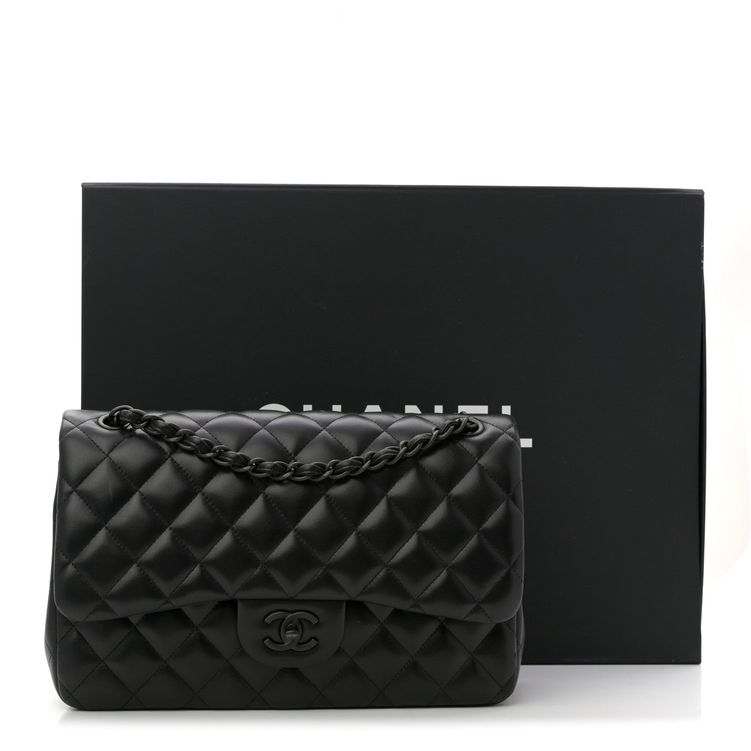 Chanel Lambskin Quilted Jumbo Double Flap So Black 12 of 12