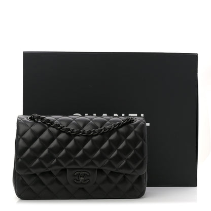Chanel Lambskin Quilted Jumbo Double Flap So Black 12 of 12