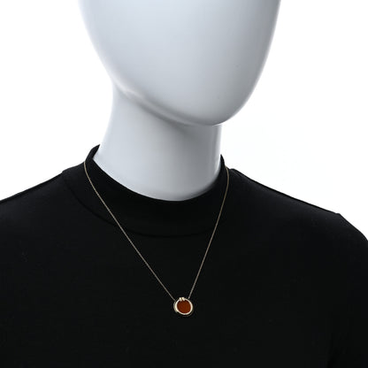 Tiffany 18K Yellow Gold Diamond Carnelian 16mm T Circle Pendant Necklace 3 of 5
