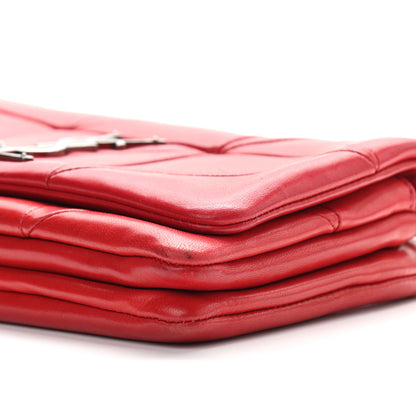 Saint Laurent Lambskin Patchwork Monogram Jamie Chain Wallet Red 12 of 13