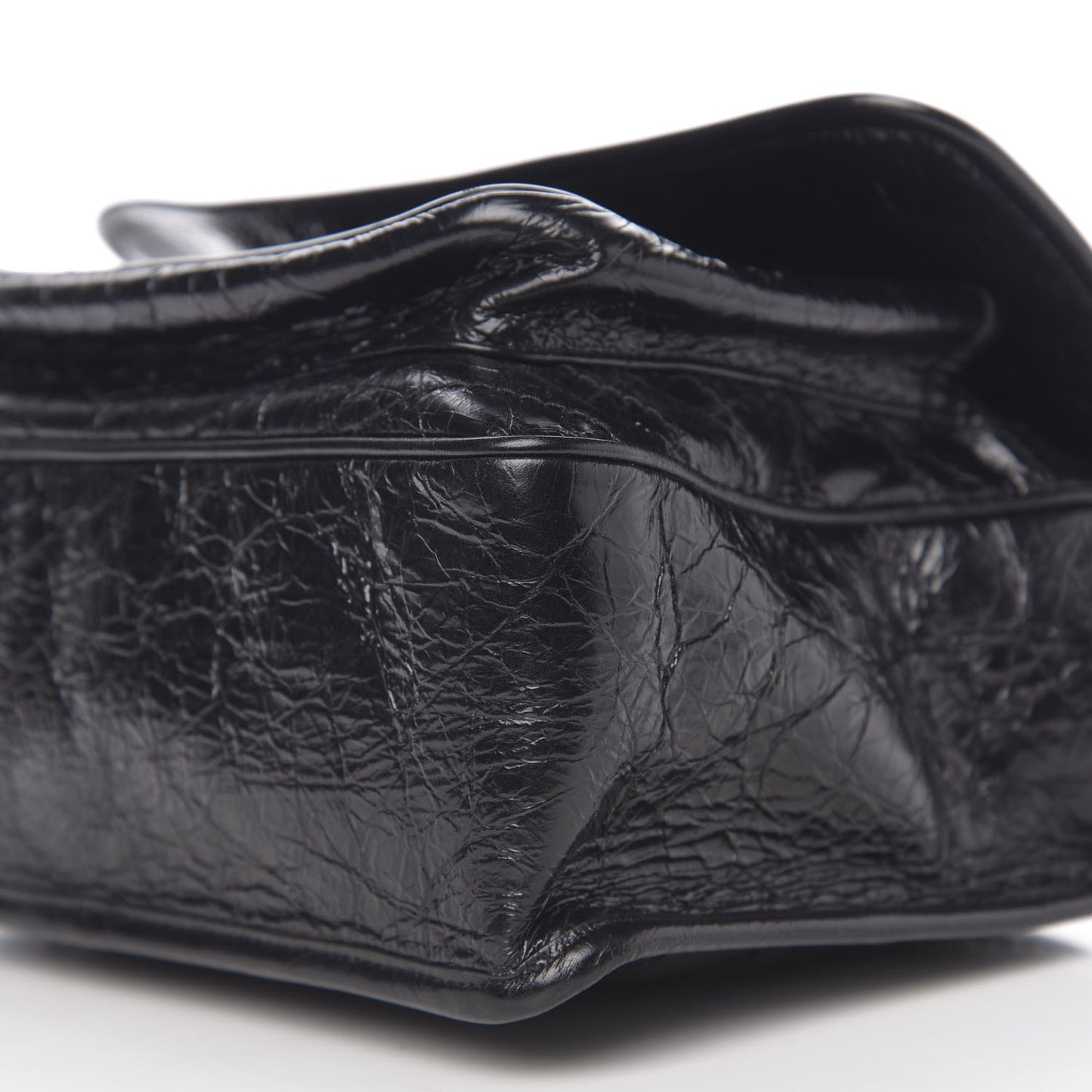 Crinkled Calfskin Matelasse Monogram Medium Niki Chain Satchel Black