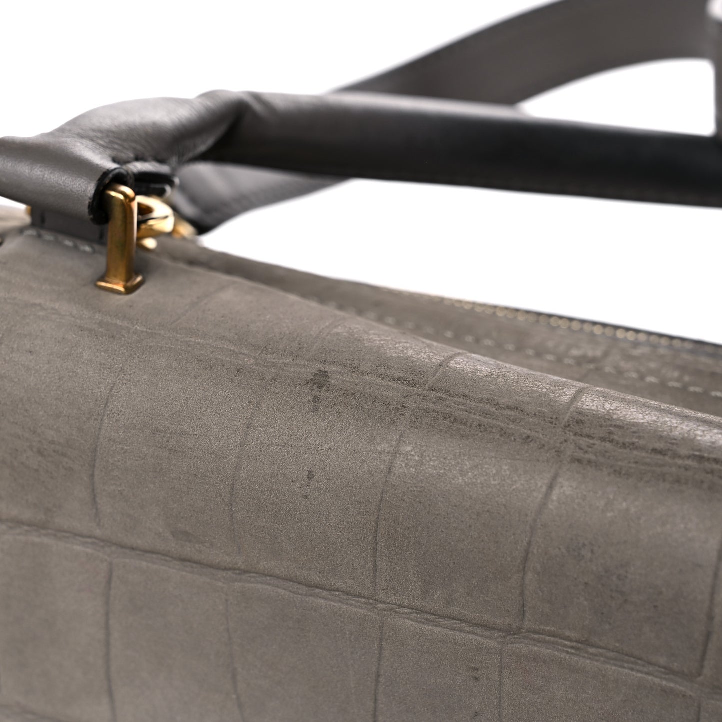 Crocodile Embossed Nubuck Medium Trapeze Grey