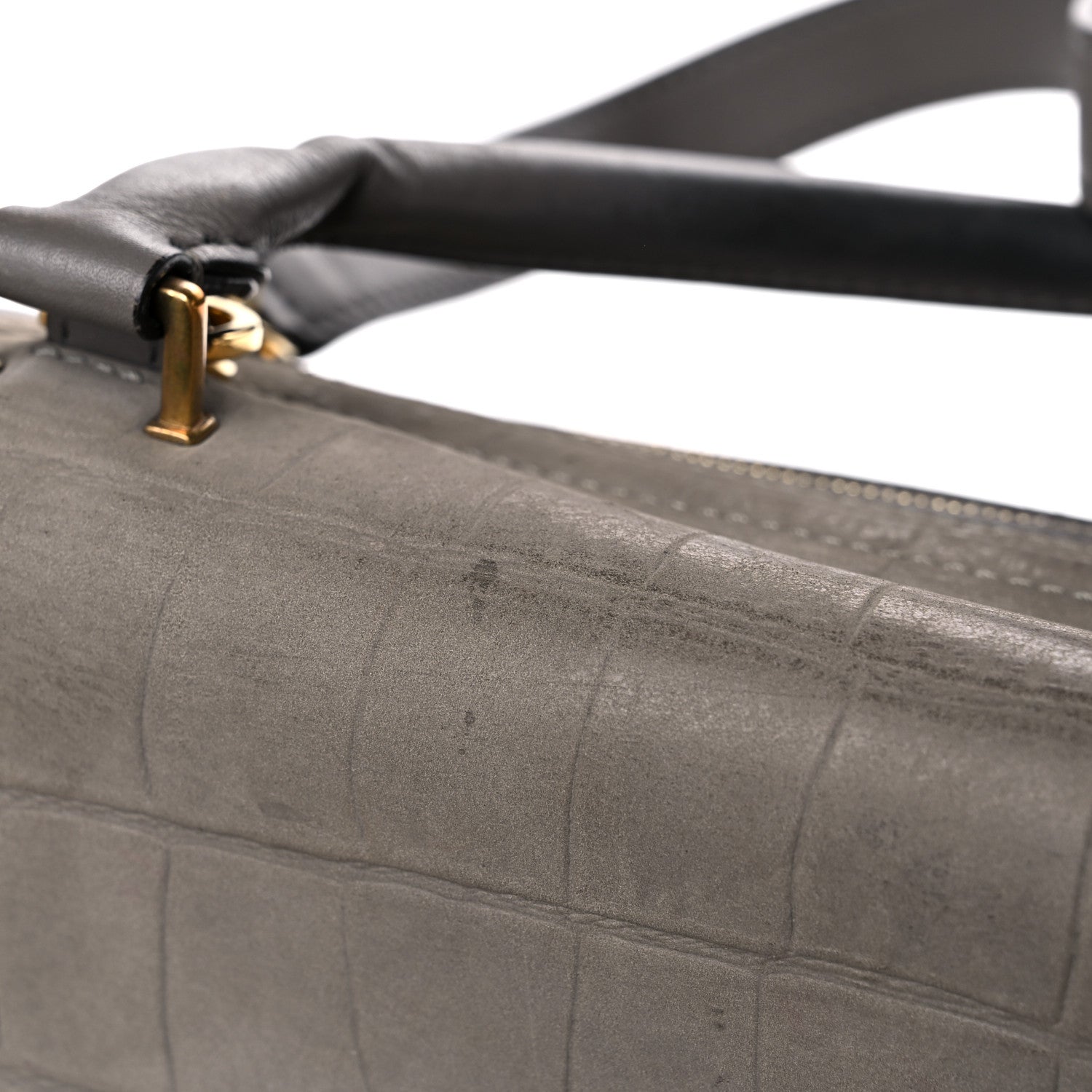 Celine Crocodile Embossed Nubuck Medium Trapeze Grey 24 of 29
