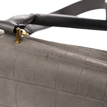 Celine Crocodile Embossed Nubuck Medium Trapeze Grey 24 of 29