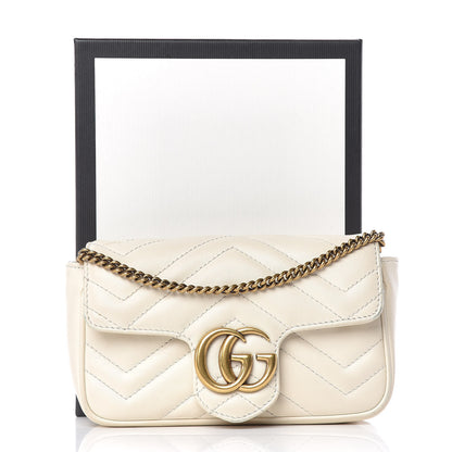 Gucci Calfskin Matelasse Super Mini GG Marmont Shoulder Bag White 15 of 15
