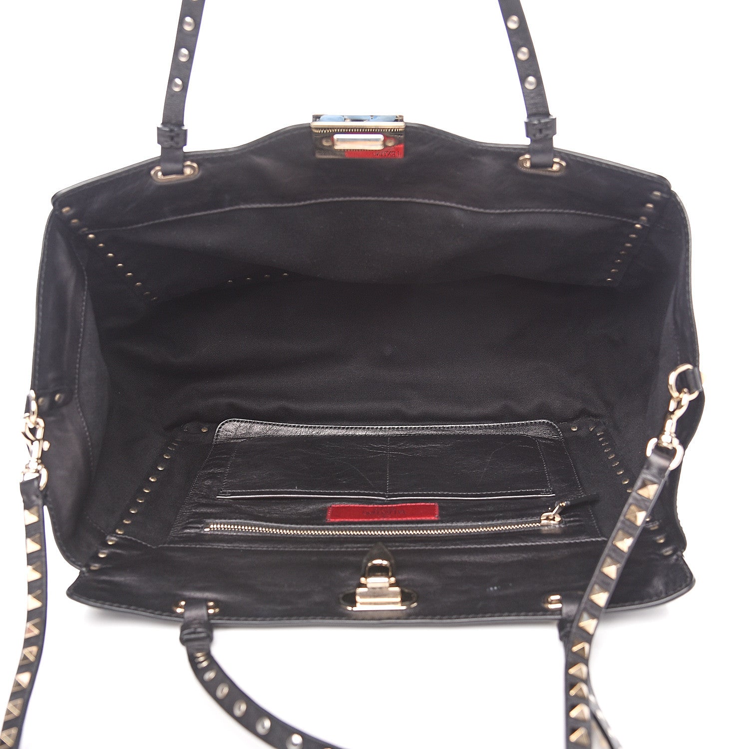 Valentino Garavani Vitello Medium Rockstud Tote Black 4 of 14