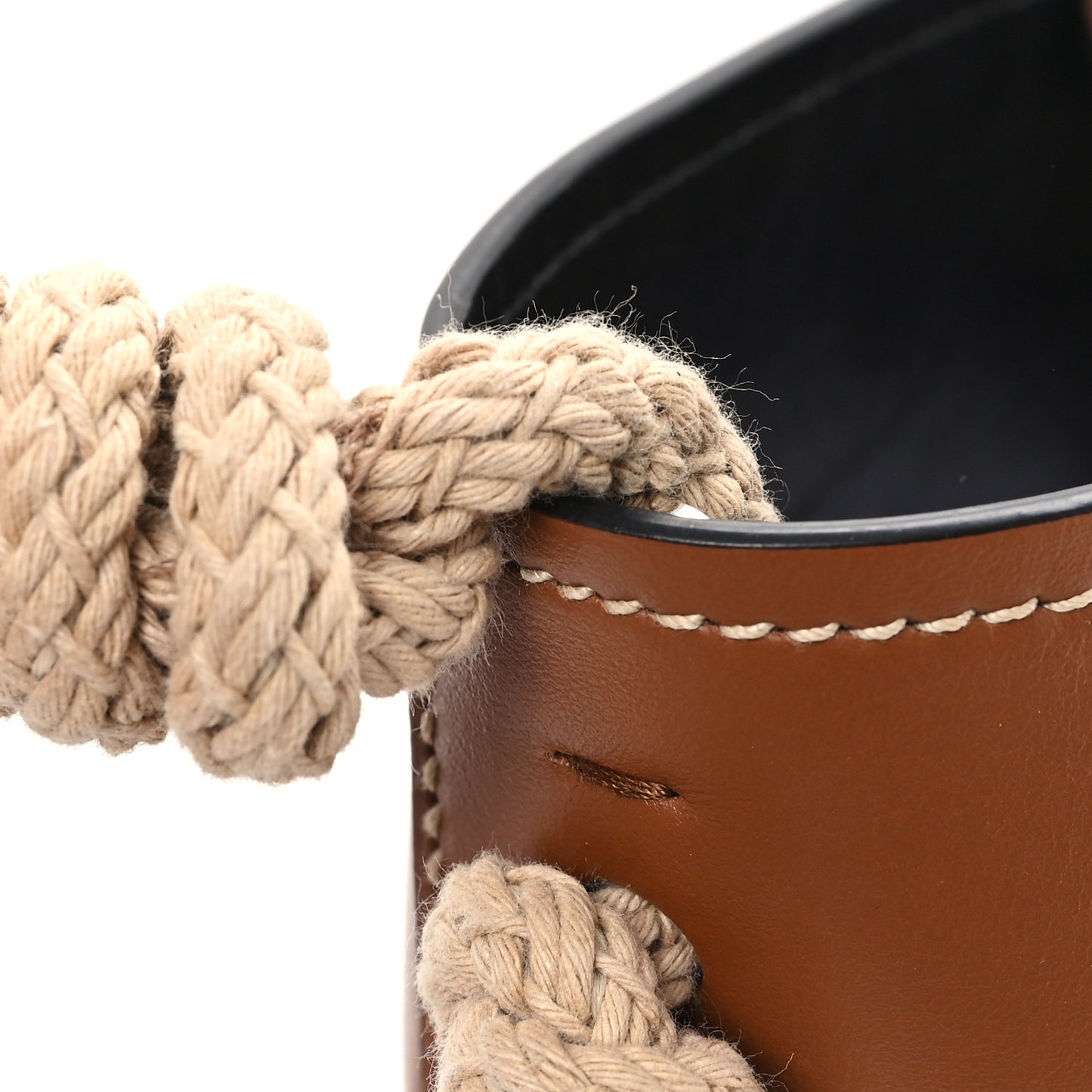 City Calfskin Knotted Rope Bucket Bag Cognac