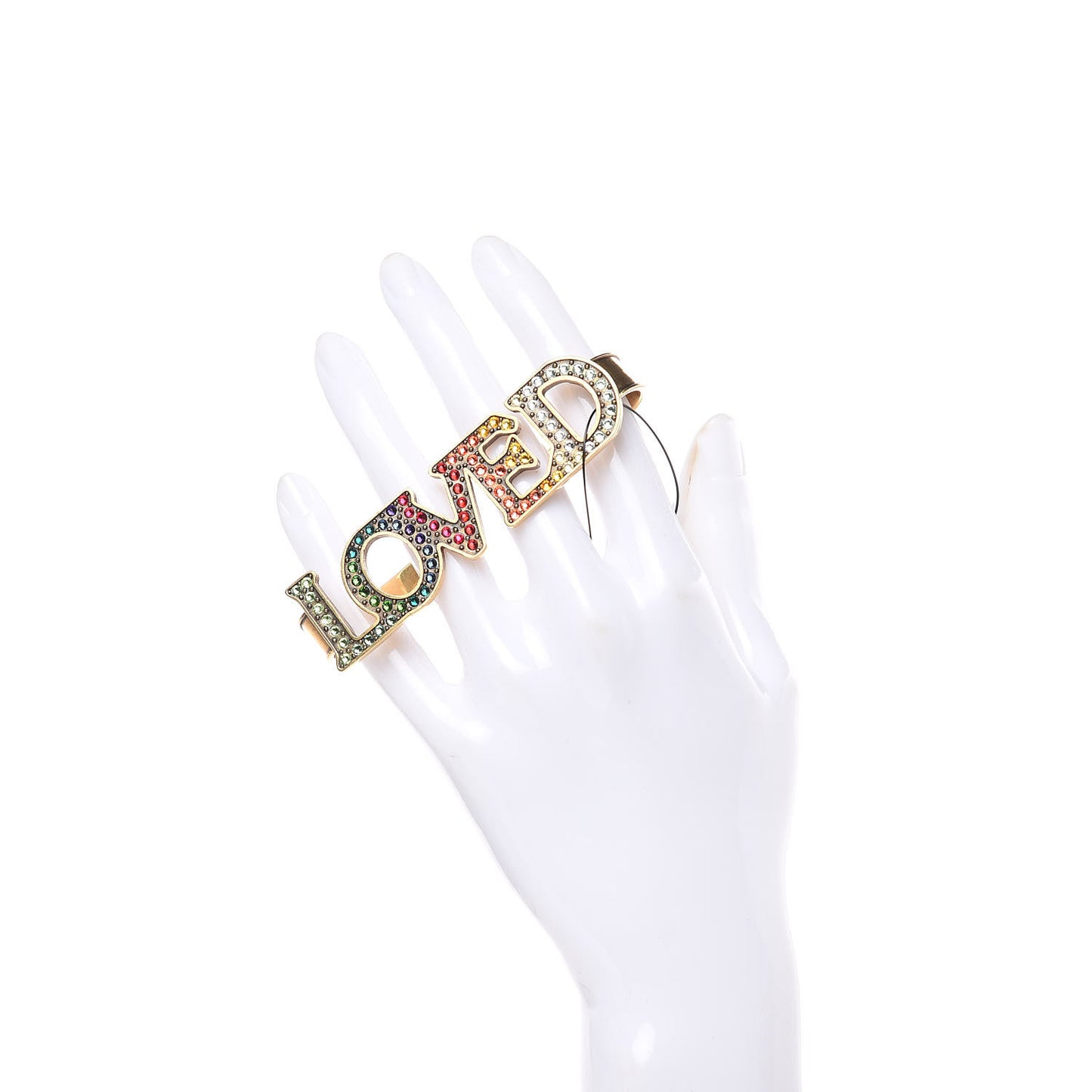 Metal Crystal Loved Palm Cuff Hand Piece Aged Gold