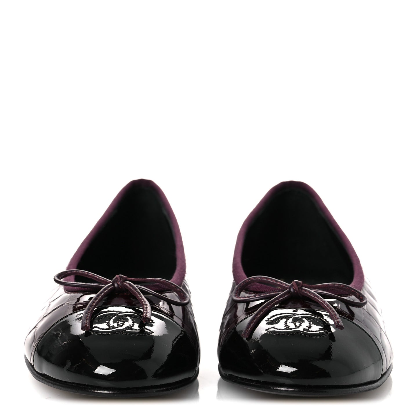 Patent Calfskin Crocodile Embossed Ballerina Flats  38 Dark Burgundy Black