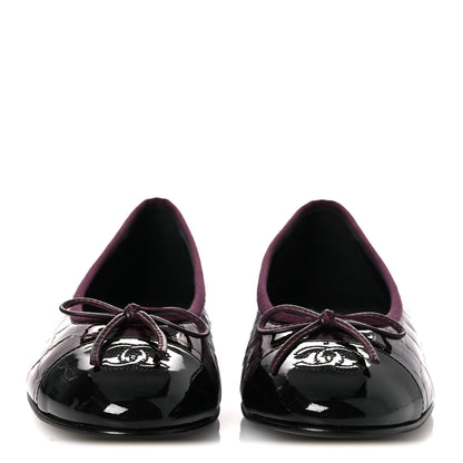 Chanel Patent Calfskin Crocodile Embossed Ballerina Flats  38 Dark Burgundy Black 3 of 11
