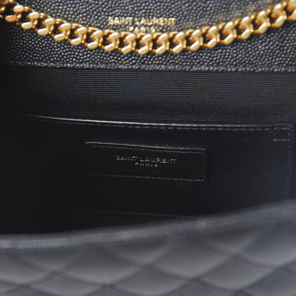 Saint Laurent Grain De Poudre Textured Mixed Matelasse Triquilt Small Monogram Satchel Black 6 of 9