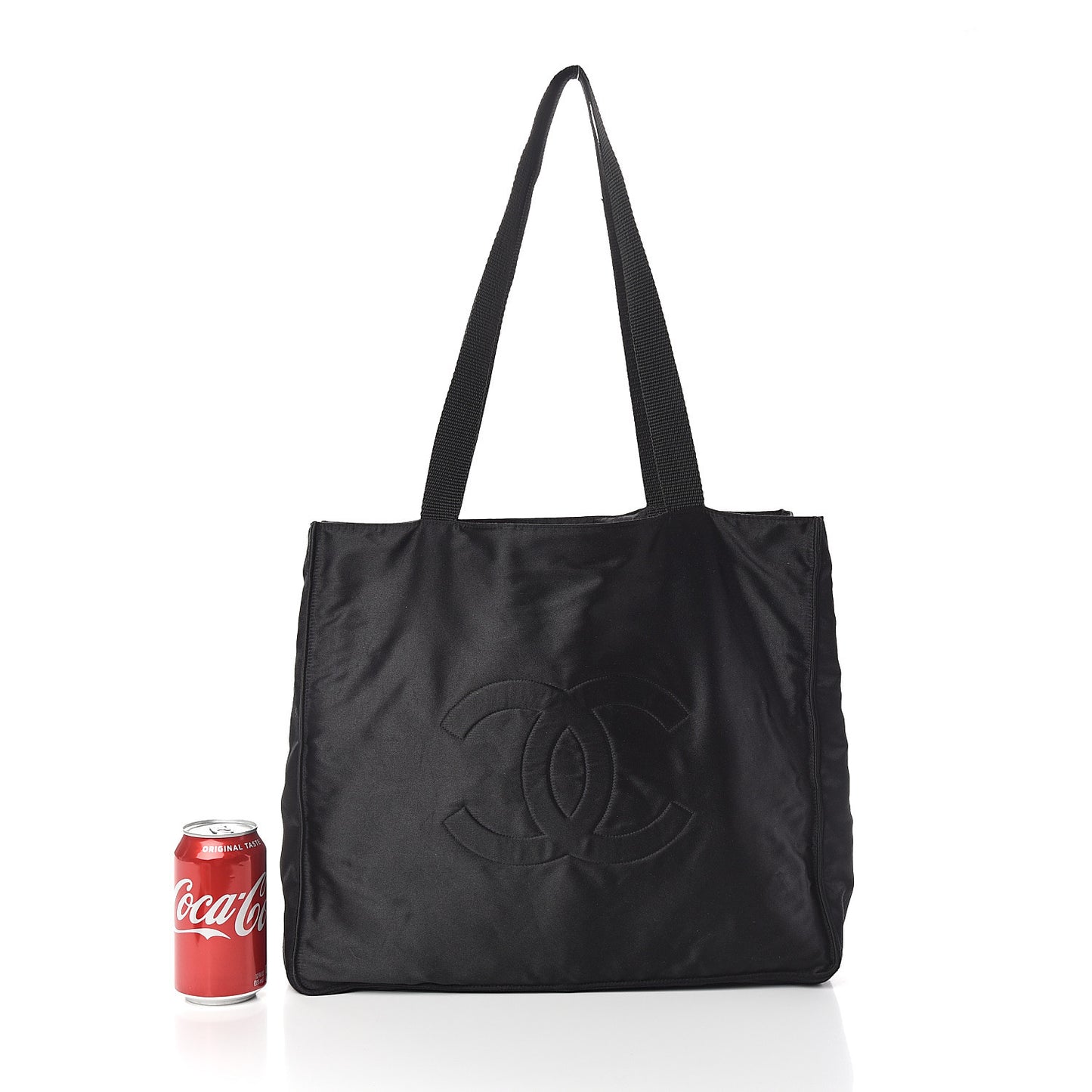 Satin Shopping Tote Black