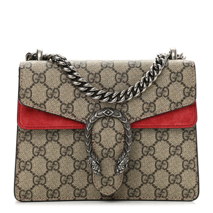 Gucci GG Supreme Monogram Suede Mini Dionysus Shoulder Bag Beige Ebony Vulcanic Red 1 of 11