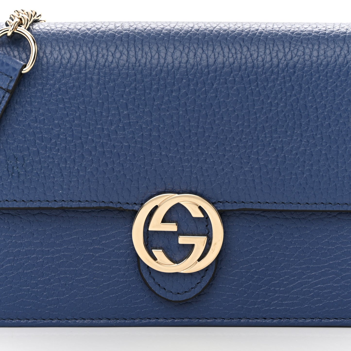 Dollar Calfskin Interlocking G Chain Wallet Caspian