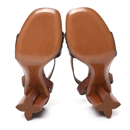 Louis Vuitton Calfskin Perforated Monogram Silhouette Sandals 39 Gold 5 of 8
