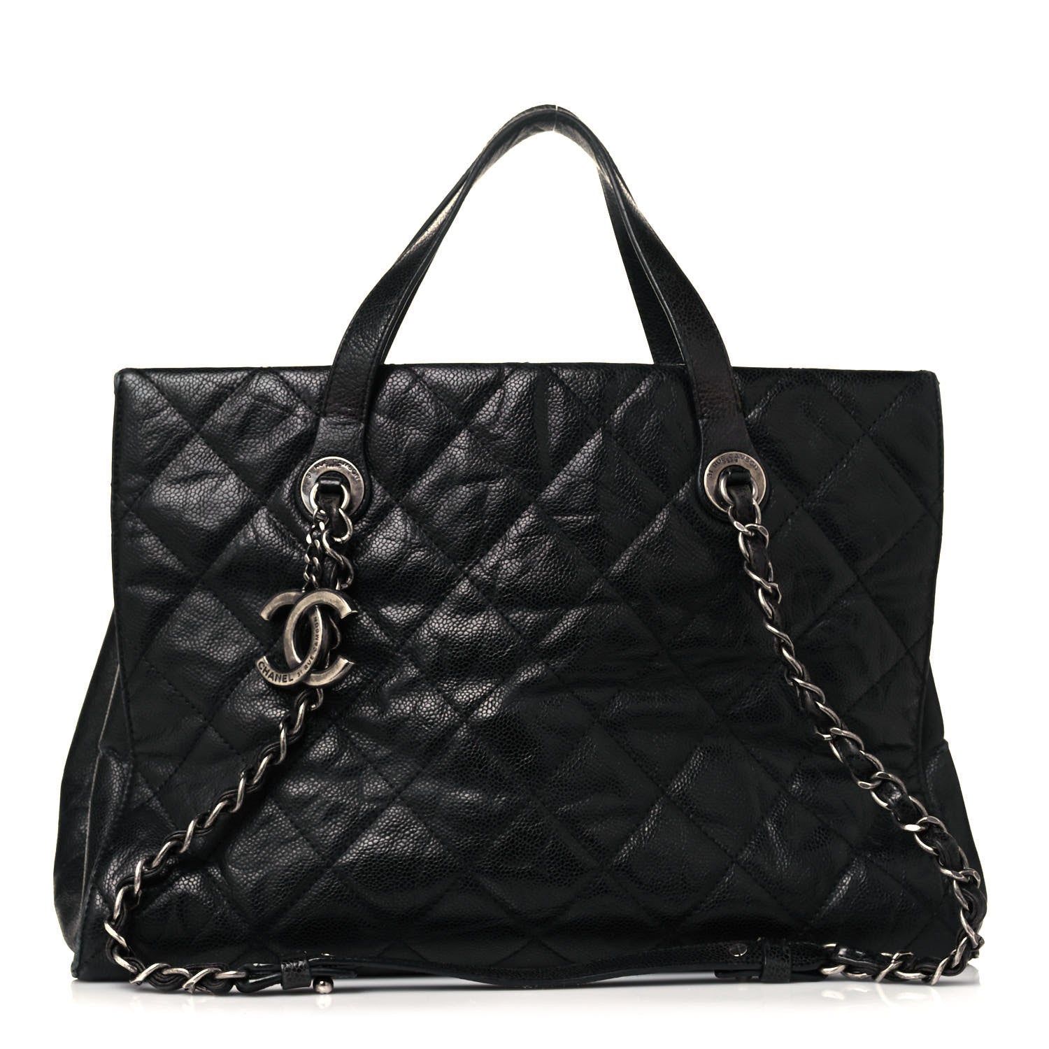 Chanel Crumpled Grained Calfskin Quilted CC Crave Tote Black 1 of 18