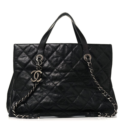 Chanel Crumpled Grained Calfskin Quilted CC Crave Tote Black 1 of 18