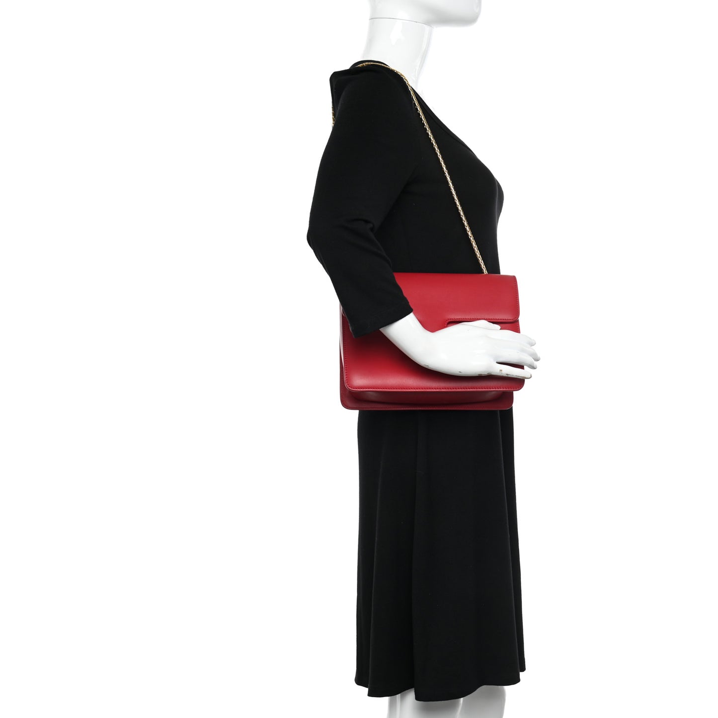 Grained Calfskin Medium Sienna Shoulder Bag Red