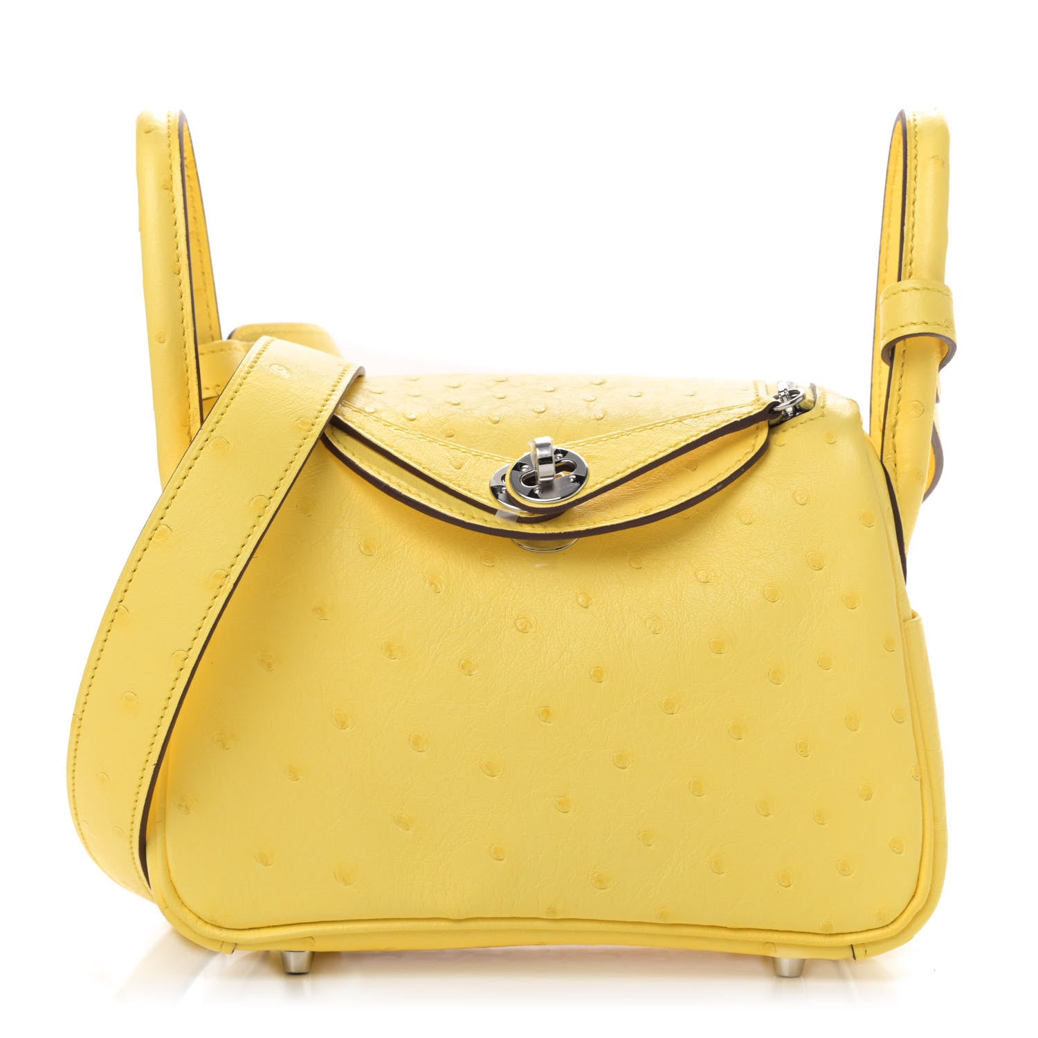 Hermes Ostrich Mini Lindy 20 Jaune Citron 1 of 4