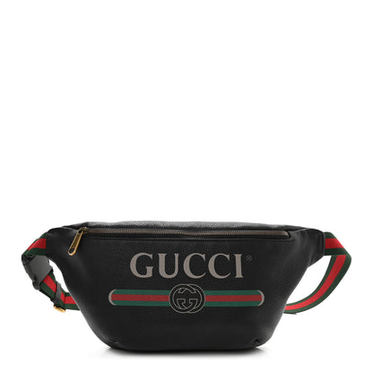 Gucci Grained Calfskin Logo Belt Bag Black 1 of 10