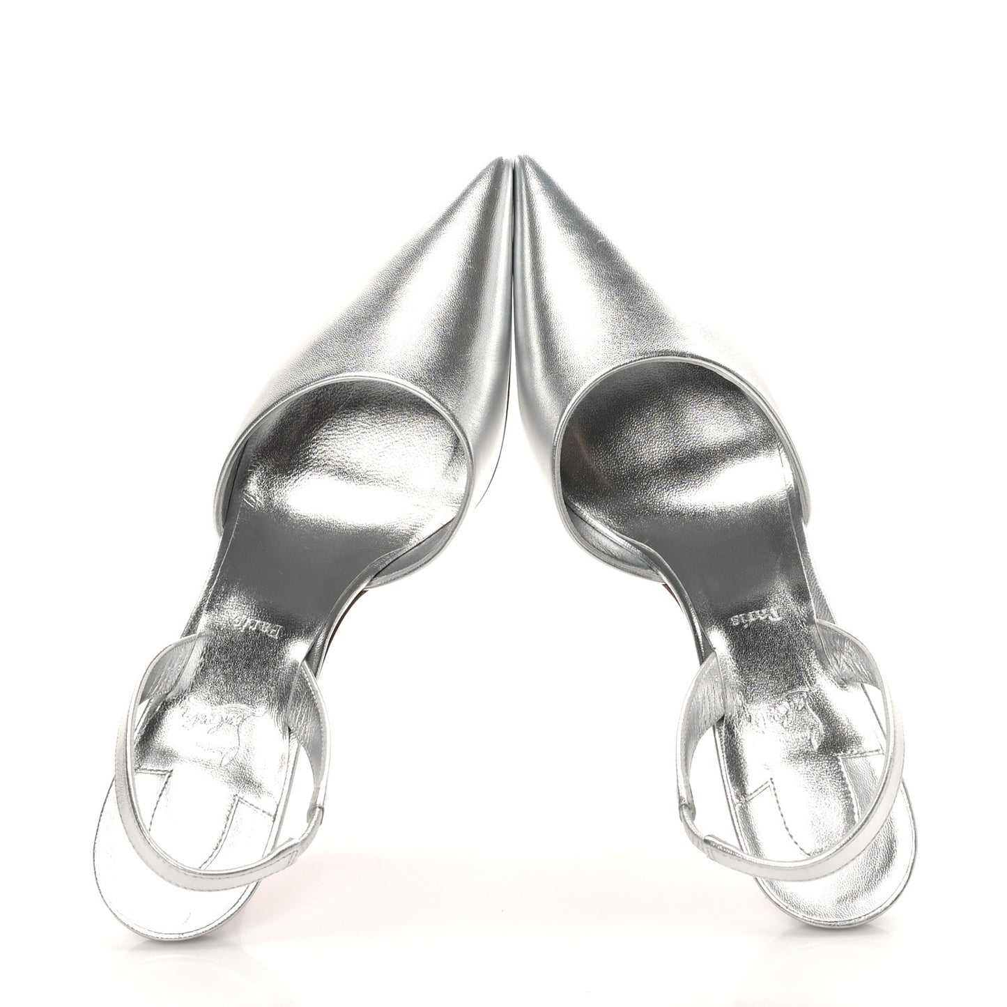 Laminated Calfskin Kate Max O Slingback 100 Pumps 38 Silver