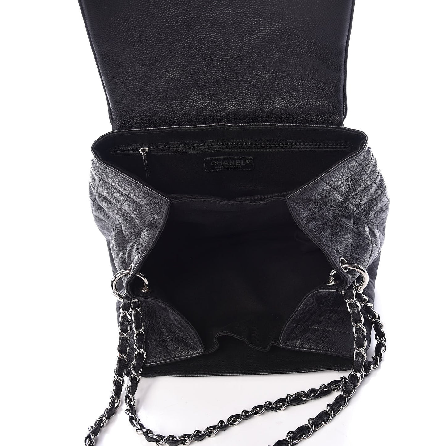 Caviar Quilted Timeless Accordion Flap Black
