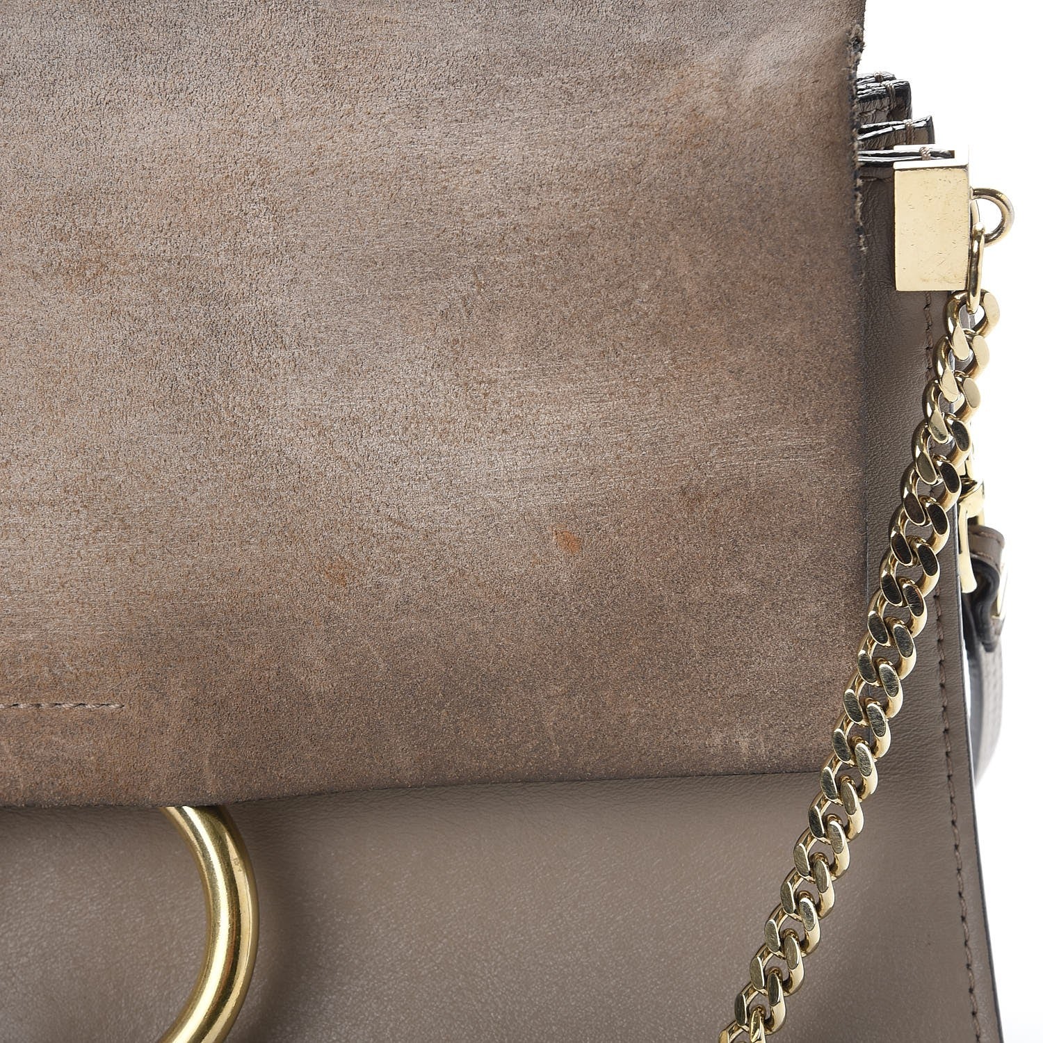 Chloe Calfskin Suede Medium Faye Shoulder Bag Motty Grey 8 of 17