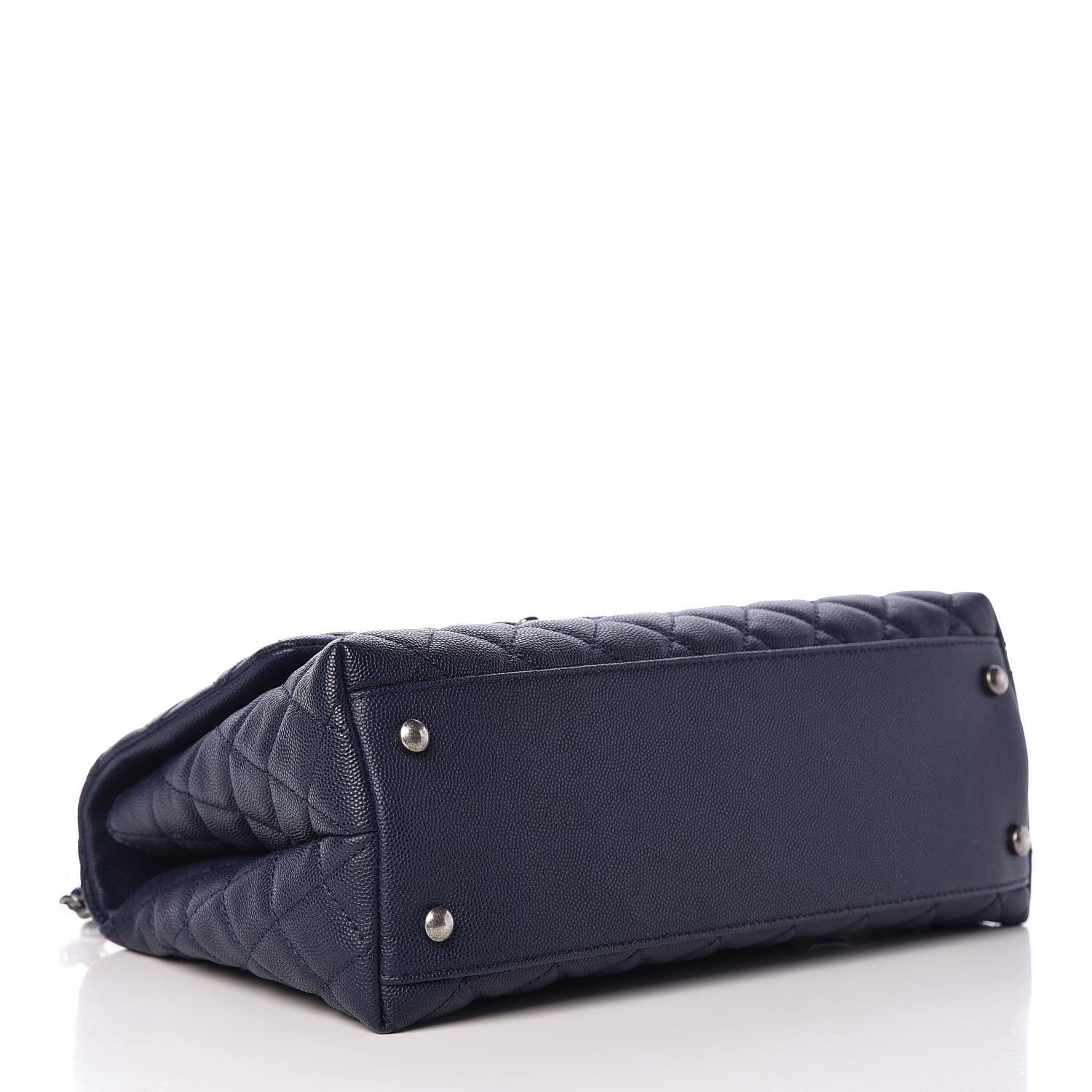 Chanel Caviar Lizard Quilted Small Coco Handle Flap Navy 4 of 9