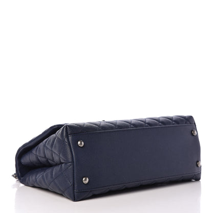 Chanel Caviar Lizard Quilted Small Coco Handle Flap Navy 4 of 9