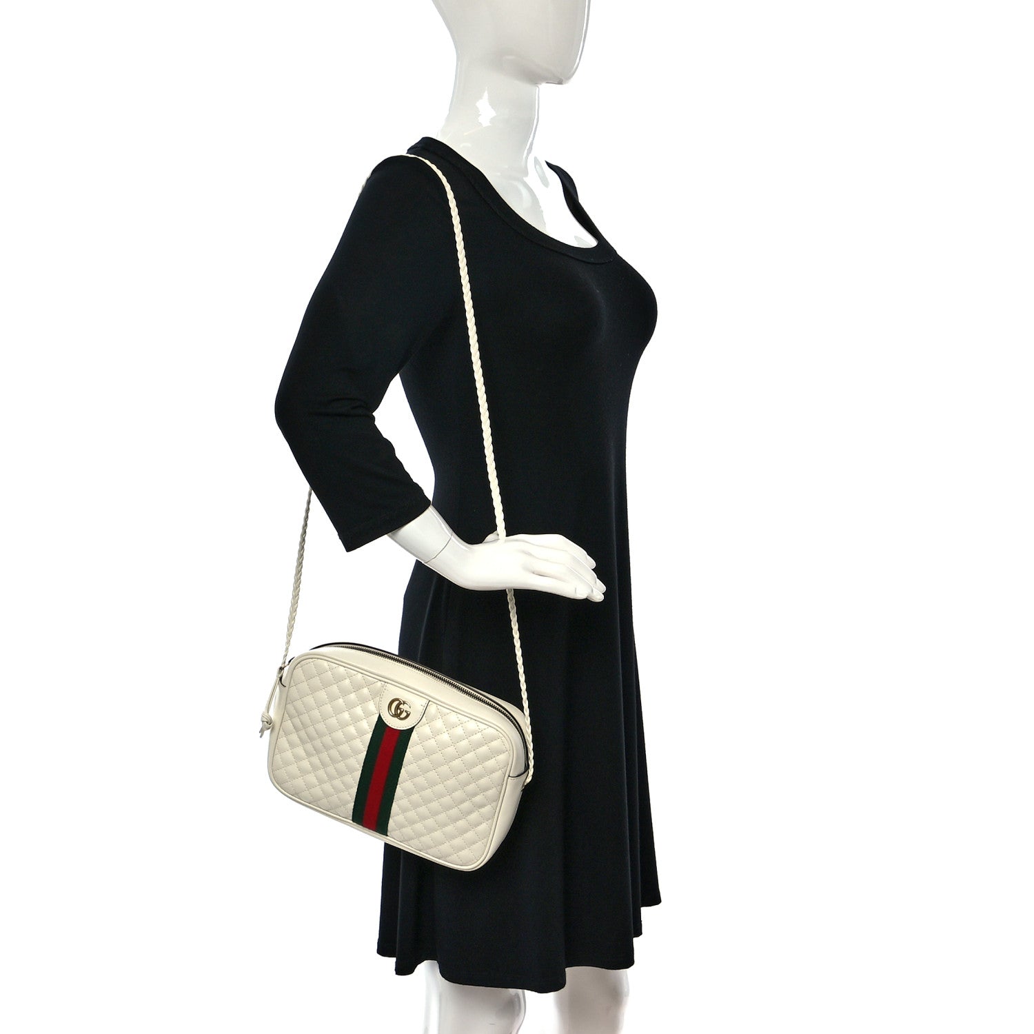 Gucci Nappa Web Trapuntata Small GG Shoulder Bag White 2 of 9