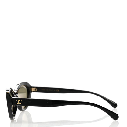 Chanel Acetate Oval Sunglasses 5416 Black Beige 3 of 8