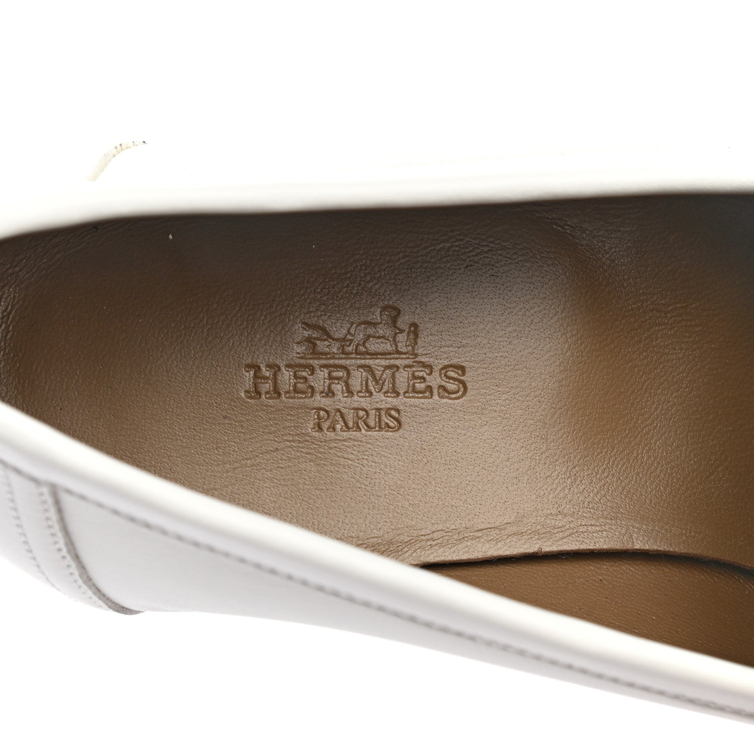 Hermes Calfskin Womens Royal Loafers 37 White 5 of 9