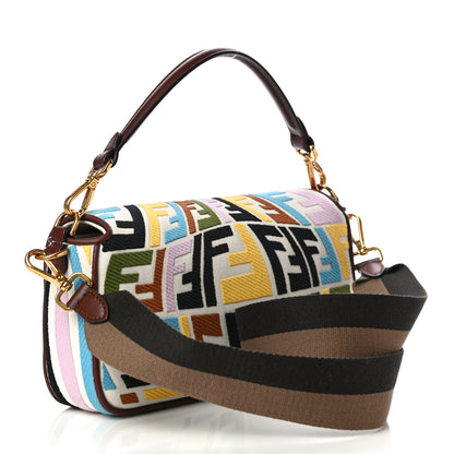 Fendi X SARA COLEMAN Canvas Vitello King Seta FF Fish Eye Embroidered Baguette Grezzo Multicolor Ghianda 3 of 9