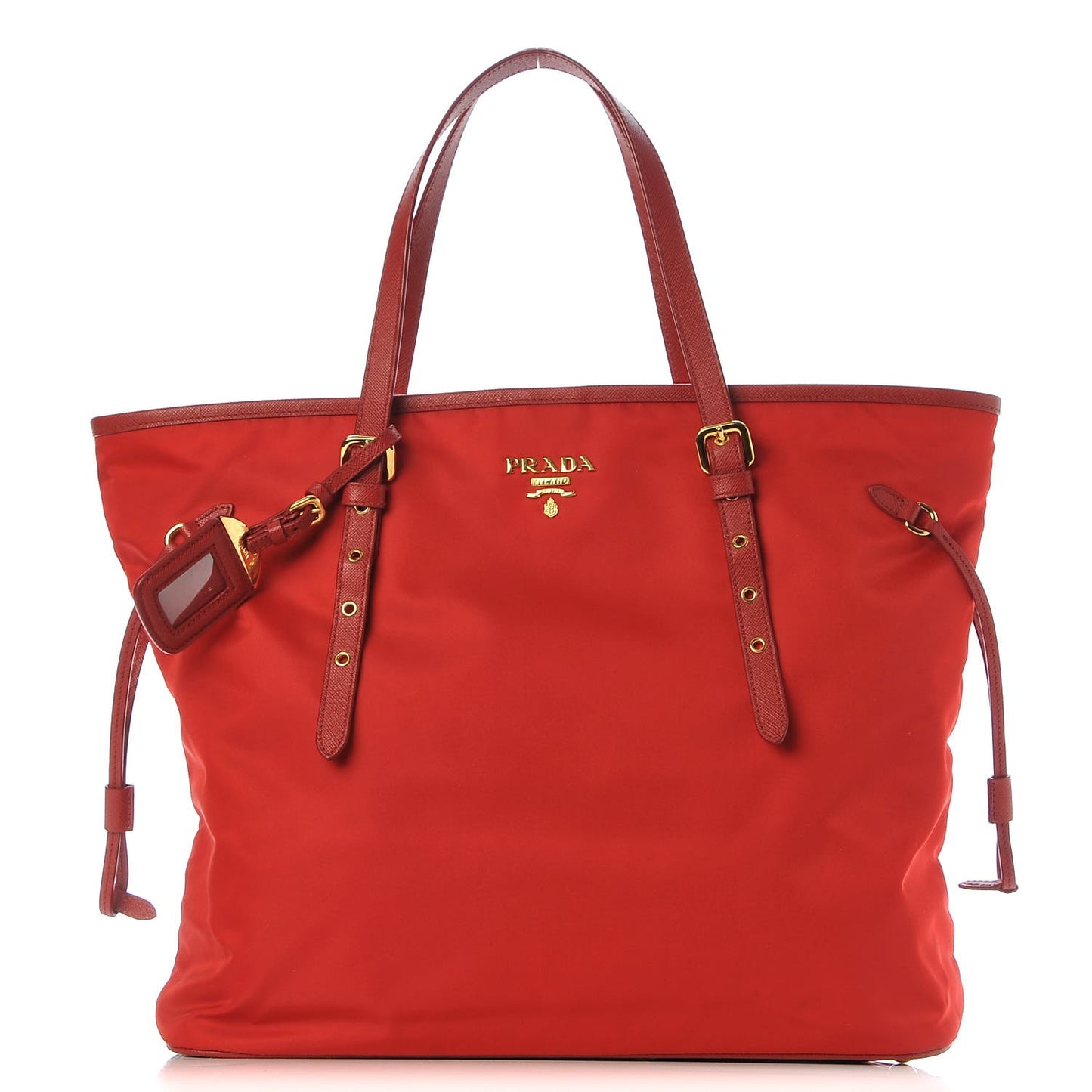 Tessuto Nylon Saffiano Tote Rosso