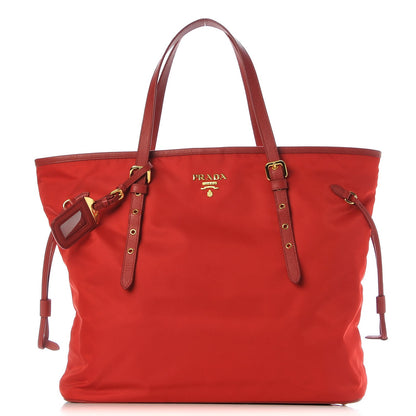 Prada Tessuto Nylon Saffiano Tote Rosso 1 of 7
