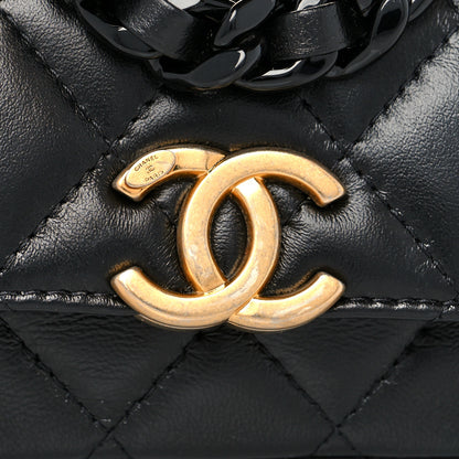 Chanel Lambskin Lacquered Metal Quilted Flap Chain Belt Bag Black 9 of 12