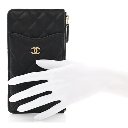 Chanel Lambskin Quilted Classic Flat Wallet Pouch Black 2 of 7