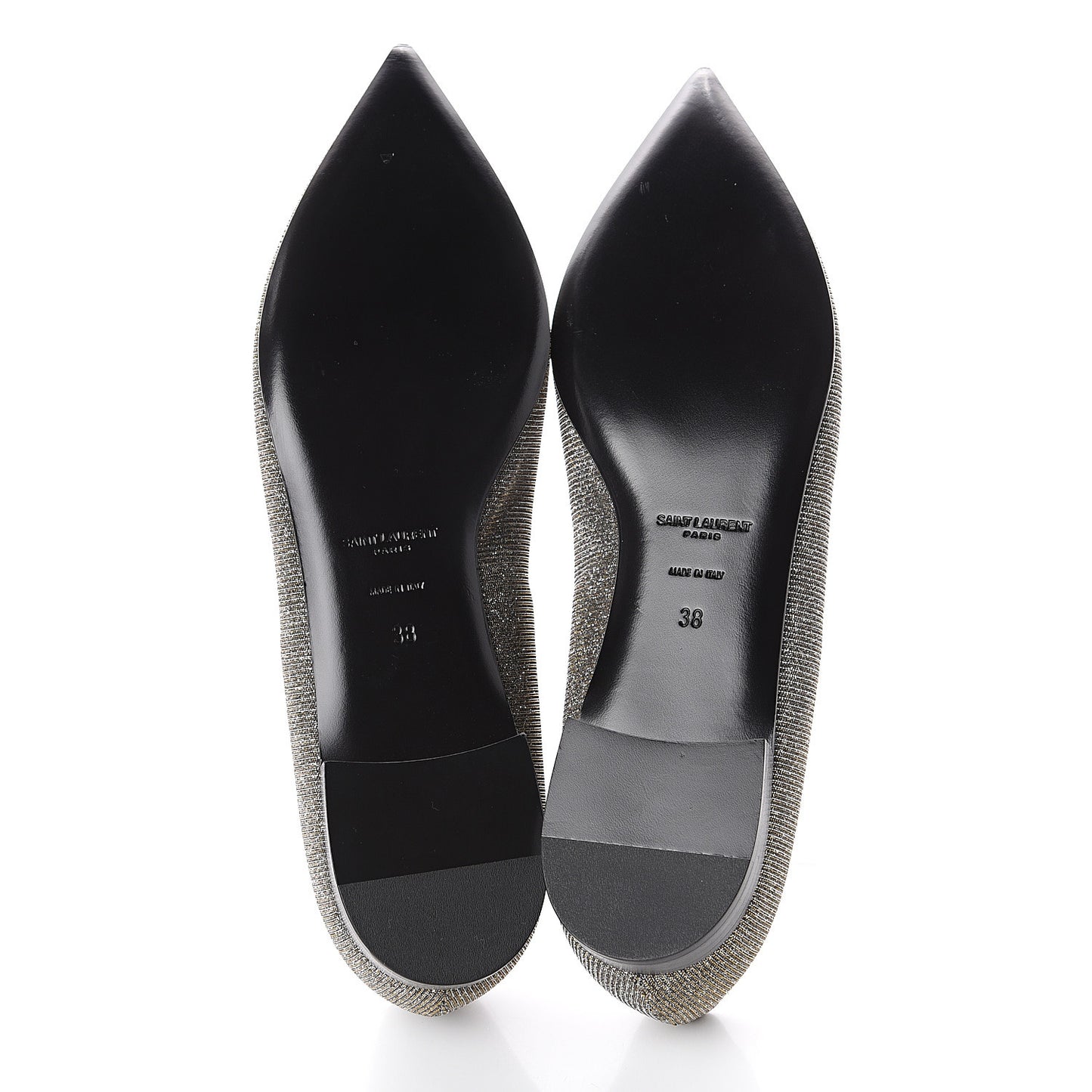 Metallic Sparkle Fabric Paris Ballet Flat 38 Silver Gold