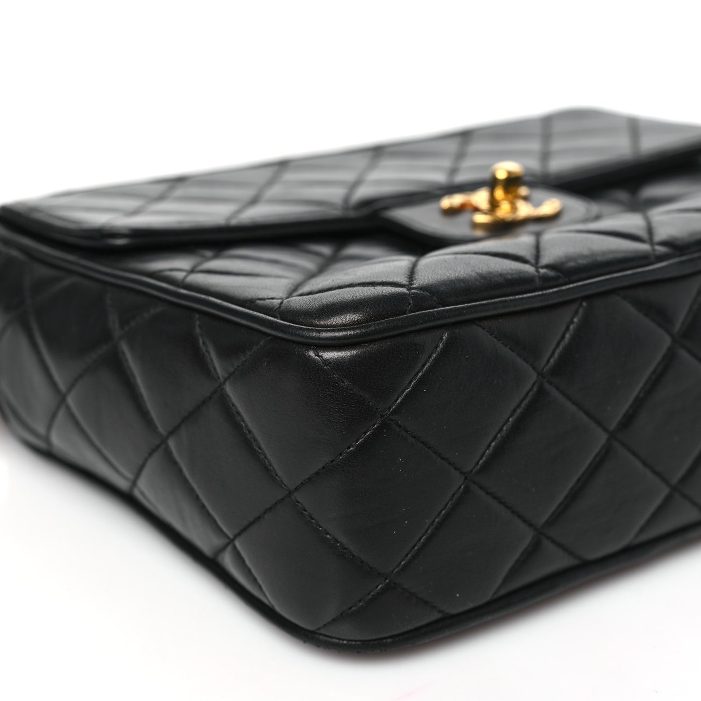 Lambskin Quilted Tassel Camera Case Black