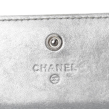 Chanel Metallic Lambskin Quilted Large Gusset Flap Wallet Silver 6 of 15