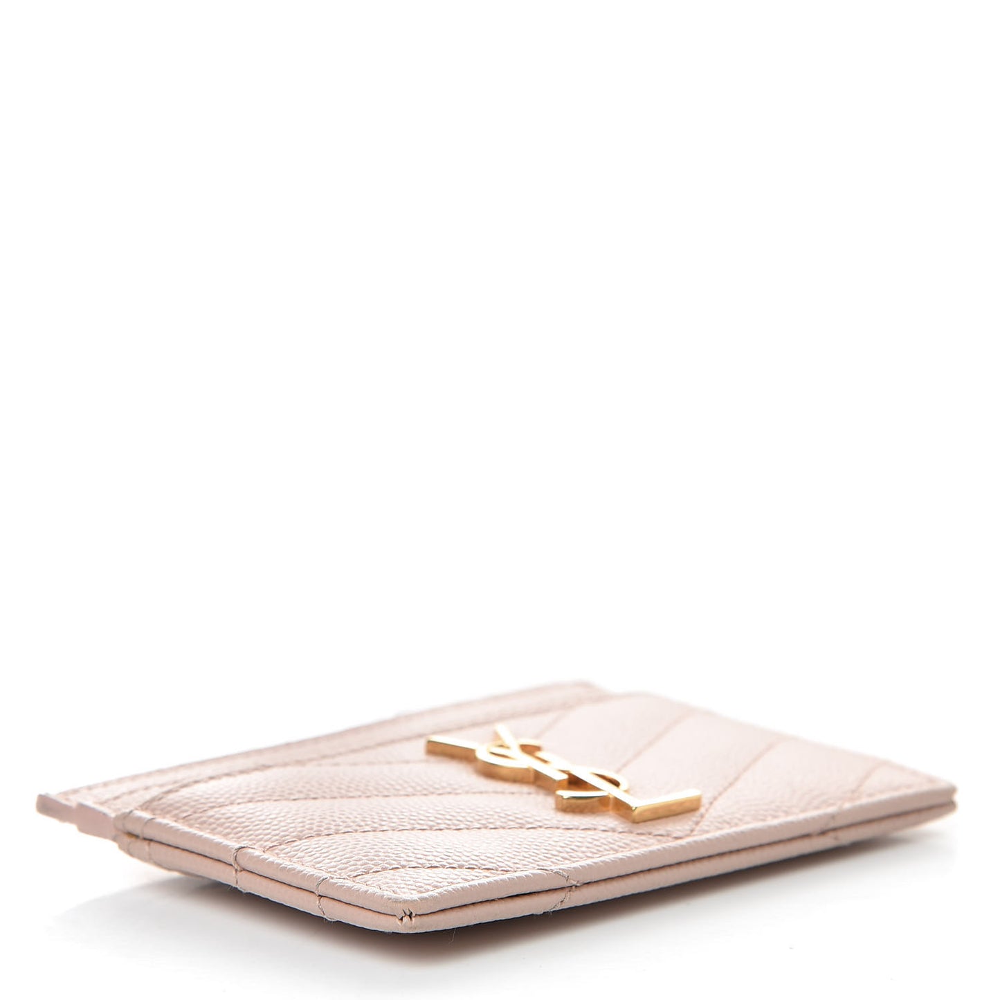 Grain De Poudre Matelasse Chevron Monogram Credit Card Case Pale Pink