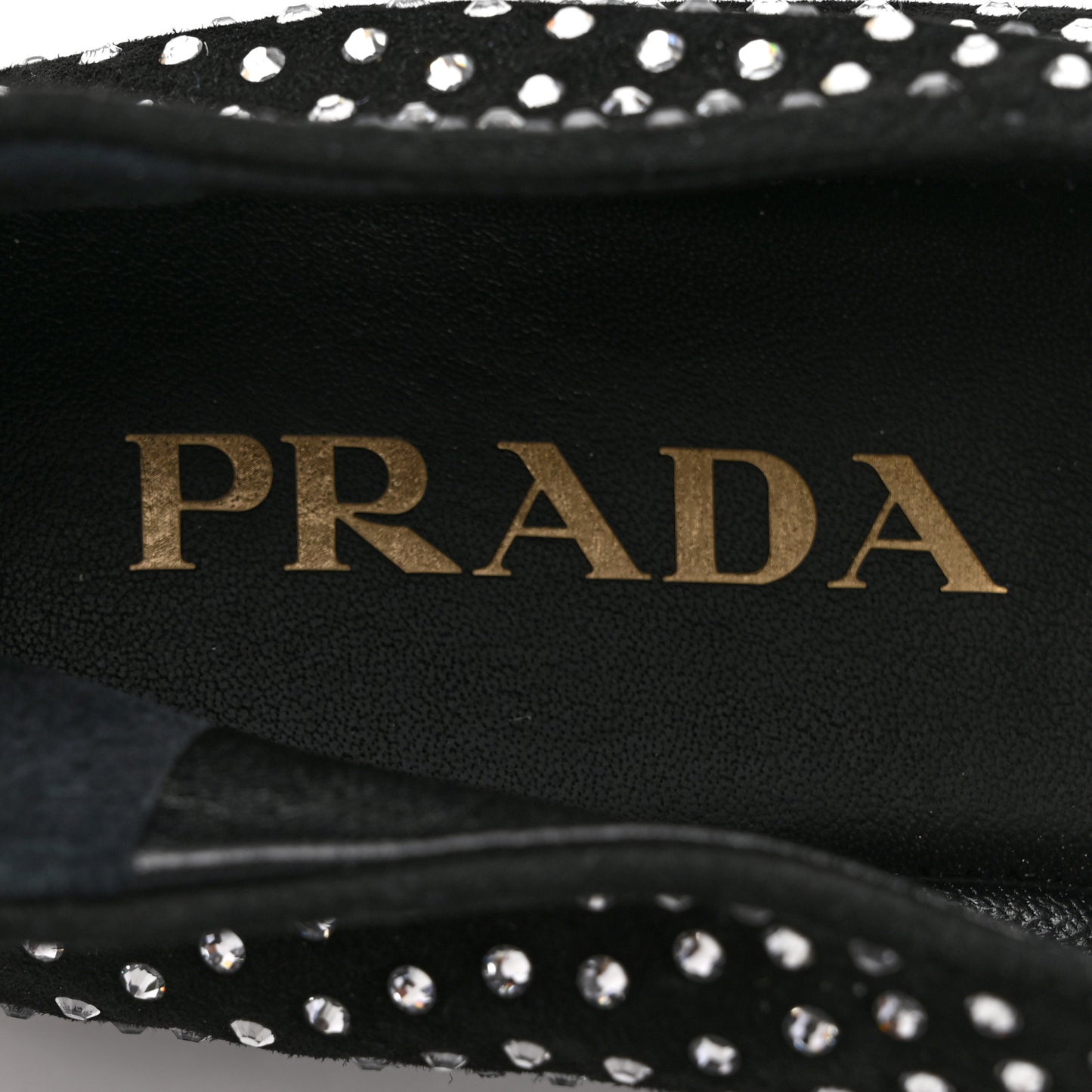 Suede Crystal Ballerina Flats 39 Black