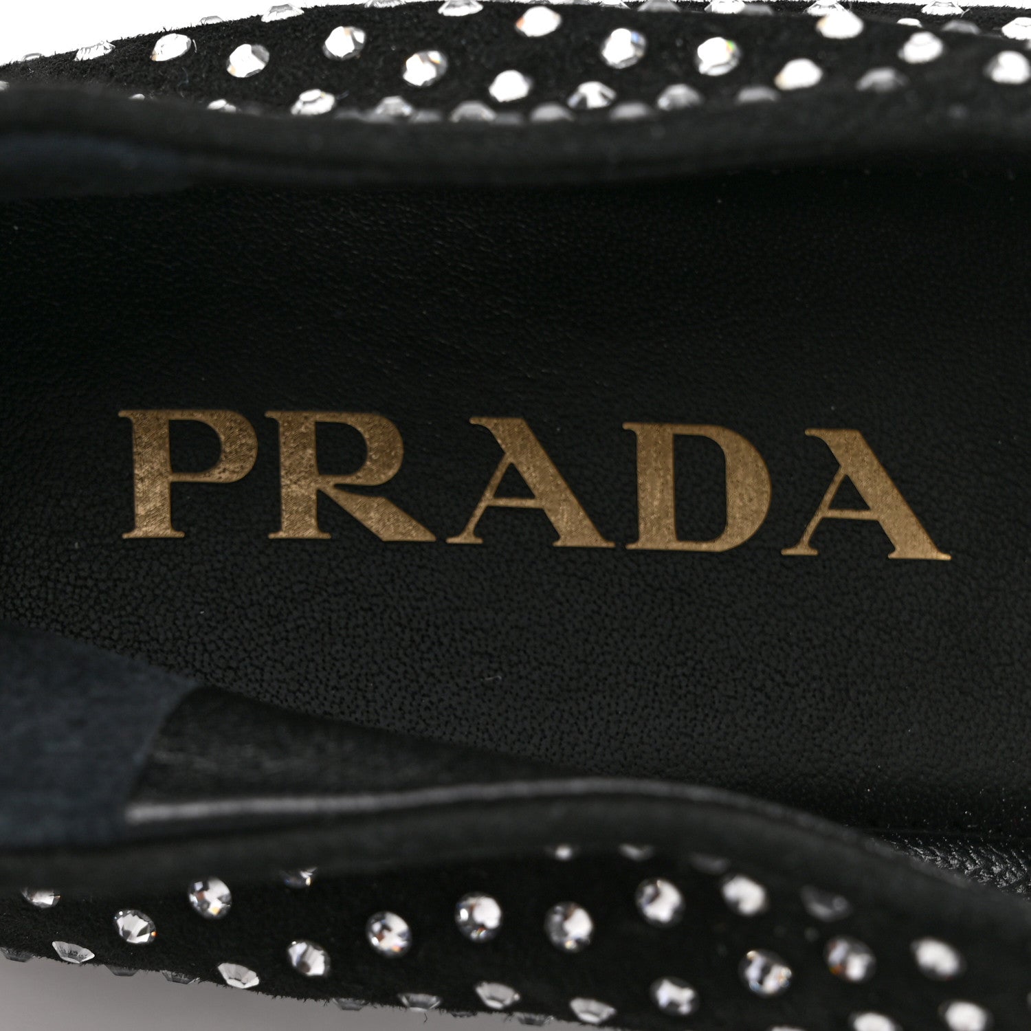 Prada Suede Crystal Ballerina Flats 39 Black 9 of 9