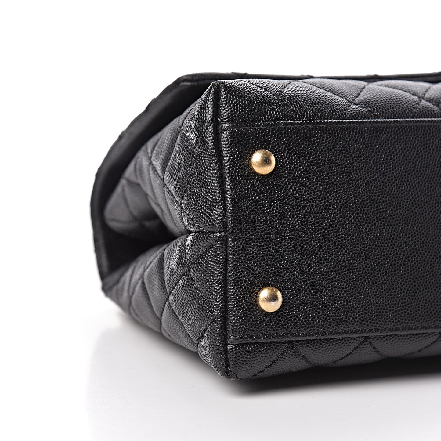 Caviar Lizard Embossed Quilted Small Coco Handle Flap Black