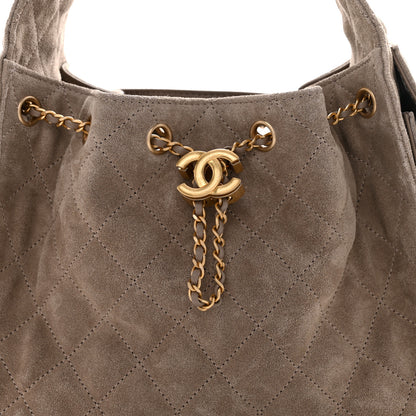 Chanel Suede Quilted Small Chanel 25 Handbag Dark Grey 8 of 12